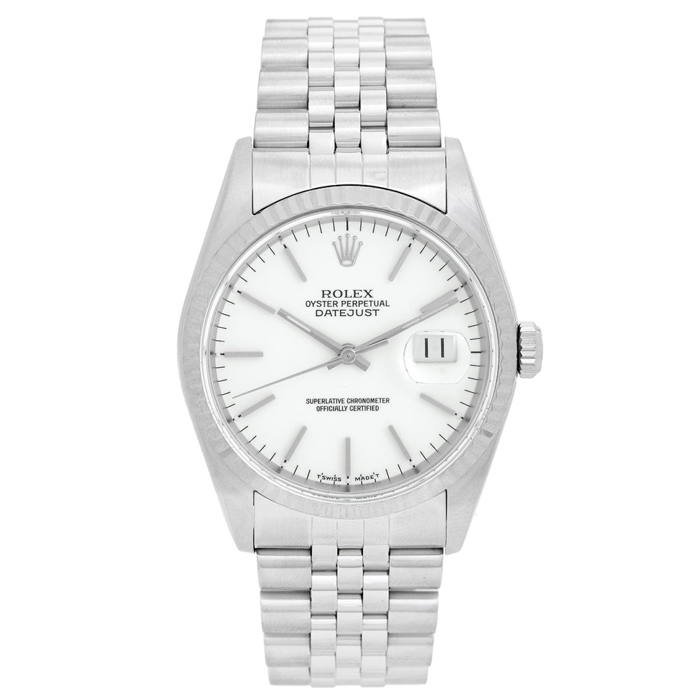 Rolex Datejust Men's Stainless Steel Watch 16234 White Stick Dial