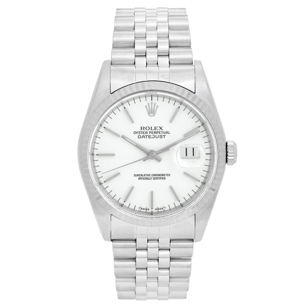 Rolex Datejust Men's Stainless Steel Watch 16234 White Stick Dial