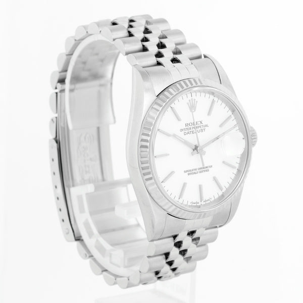 Rolex Datejust Men's Stainless Steel Watch 16234 White Stick Dial