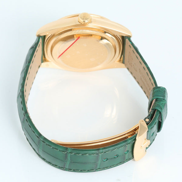 Rolex Day-Date Green President 18K Yellow Gold Men's Watch 118138