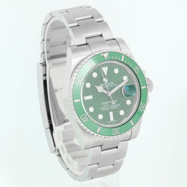 Rolex Submariner Men's Stainless Steel Green Dial Watch 116610 LV Hulk