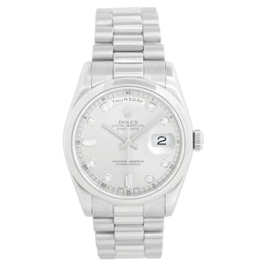 Rolex President Day-Date Platinum Men's Watch 118206 Silver Dial