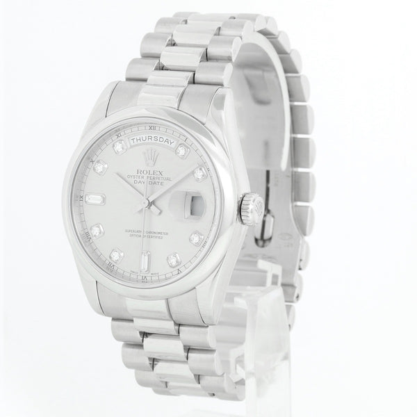Rolex President Day-Date Platinum Men's Watch 118206 Silver Dial