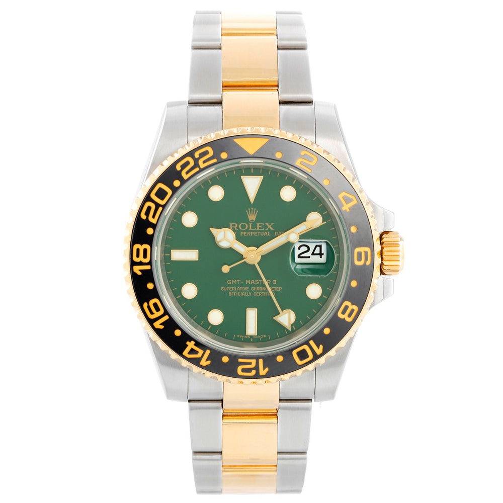 Rolex GMT-Master II 2-Tone Men's Watch with Green Dial  116713