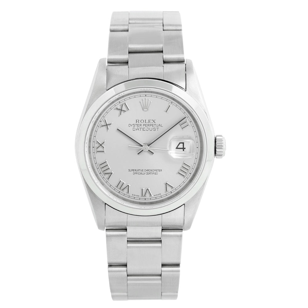 Rolex Datejust Men's Stainless Steel Automatic Watch Smooth Bezel 16200