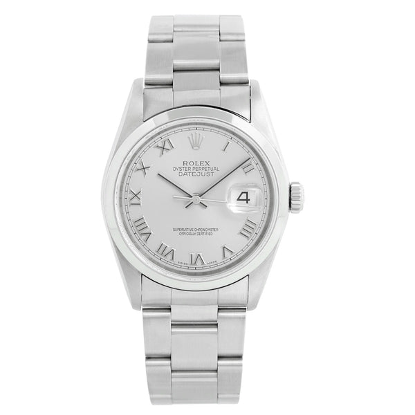 Rolex Datejust Men's Stainless Steel Automatic Watch Smooth Bezel 16200