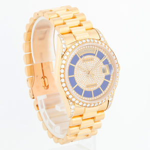 Rolex President Day-Date Men's 18k Gold Watch  Rolex Lapis Diamond Dial 18388