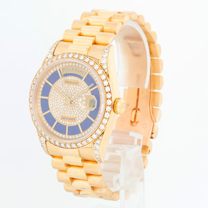 Rolex President Day-Date Men's 18k Gold Watch  Rolex Lapis Diamond Dial 18388