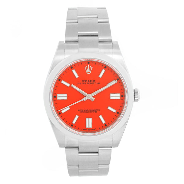 Rolex Oyster Perpetual Men's 41mm Coral Red Stainless Steel 124300