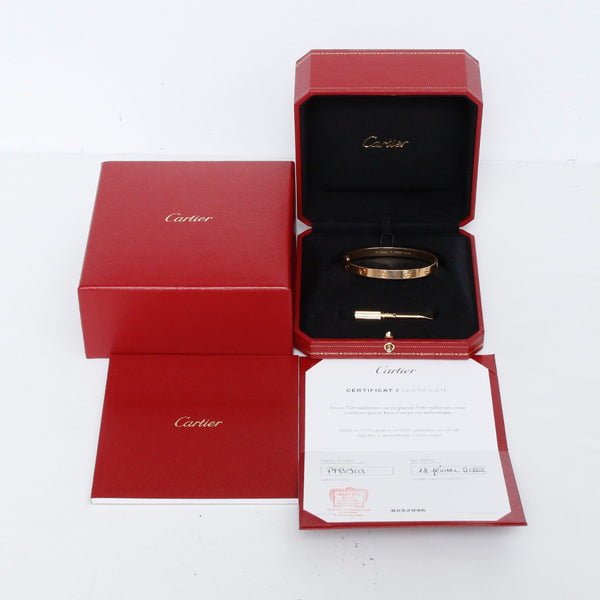 Cartier Love Bracelet 18k Yellow Gold Size 17 with Screwdriver