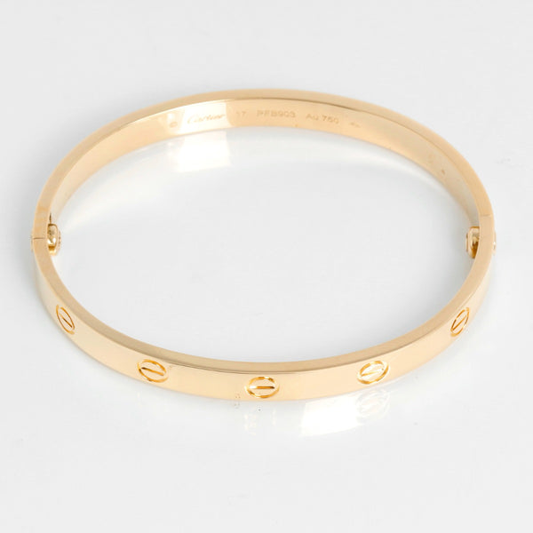 Cartier Love Bracelet 18k Yellow Gold Size 17 with Screwdriver