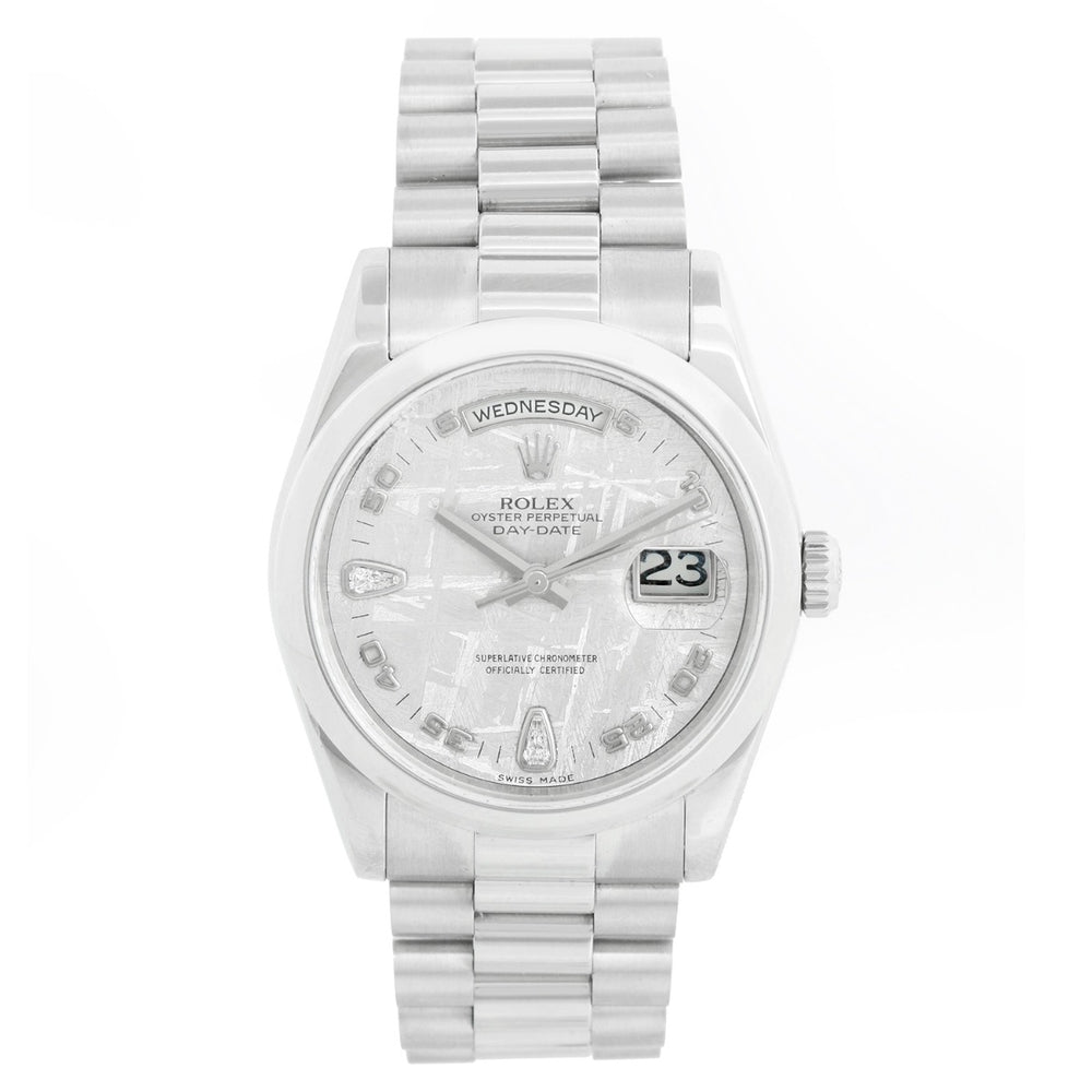 Rolex Platinum President  Day-Date Men's Watch 118206 Meteorite Dial