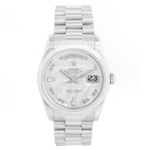 Rolex Platinum President  Day-Date Men's Watch 118206 Meteorite Dial