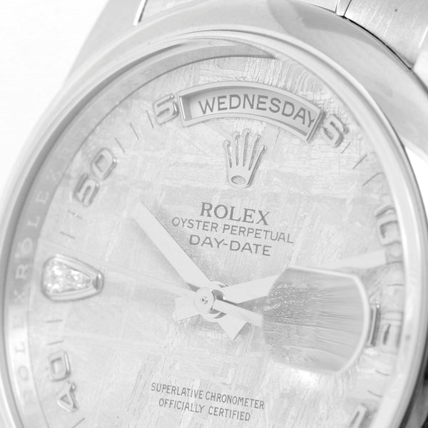 Rolex Platinum President  Day-Date Men's Watch 118206 Meteorite Dial
