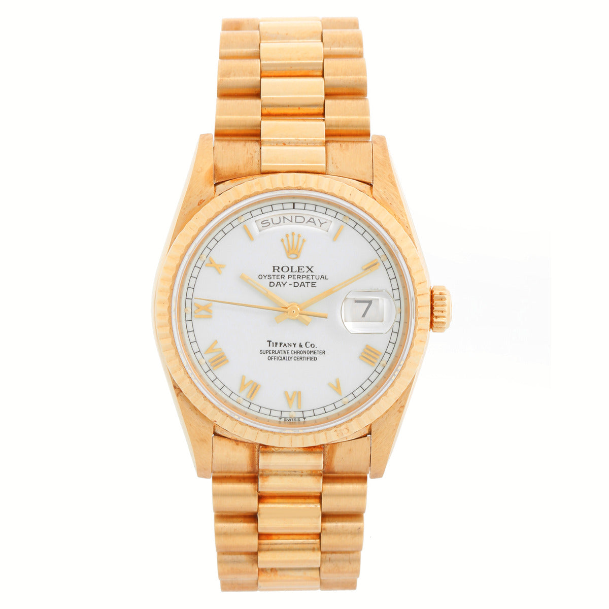 Men's 18k Gold Rolex President Day-Date Watch 18238 Tiffany Dial