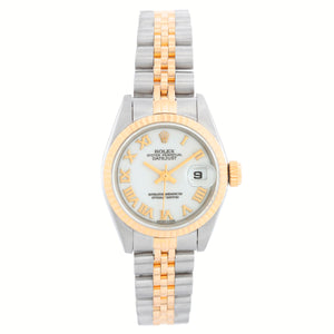 Rolex Ladies 2-Tone Datejust Watch 69173 White Roman Dial