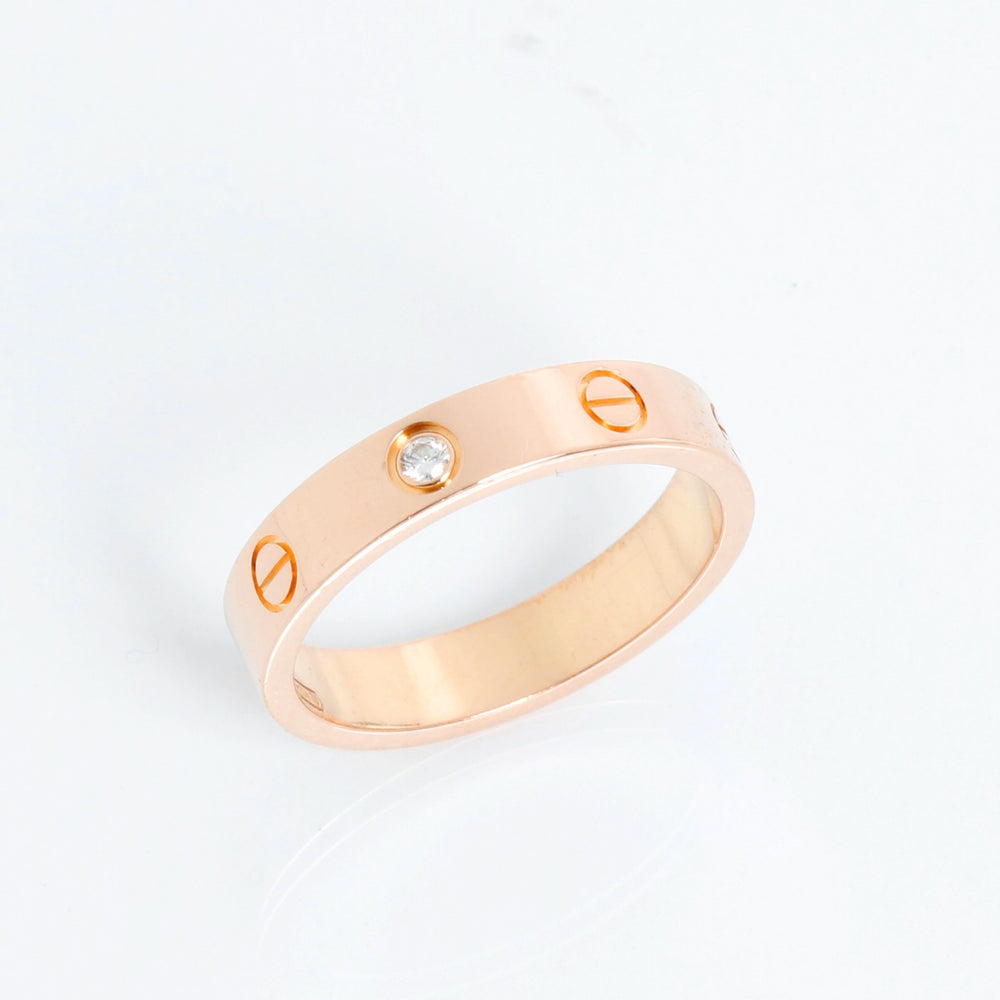 Cartier Love Small 1 Diamond Rose Gold Wedding Band Size 7 1/4