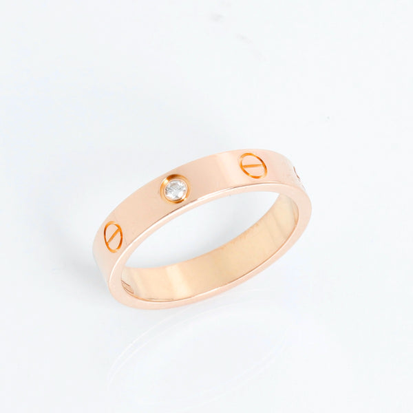 Cartier Love Small 1 Diamond Rose Gold Wedding Band Size 7 1/4