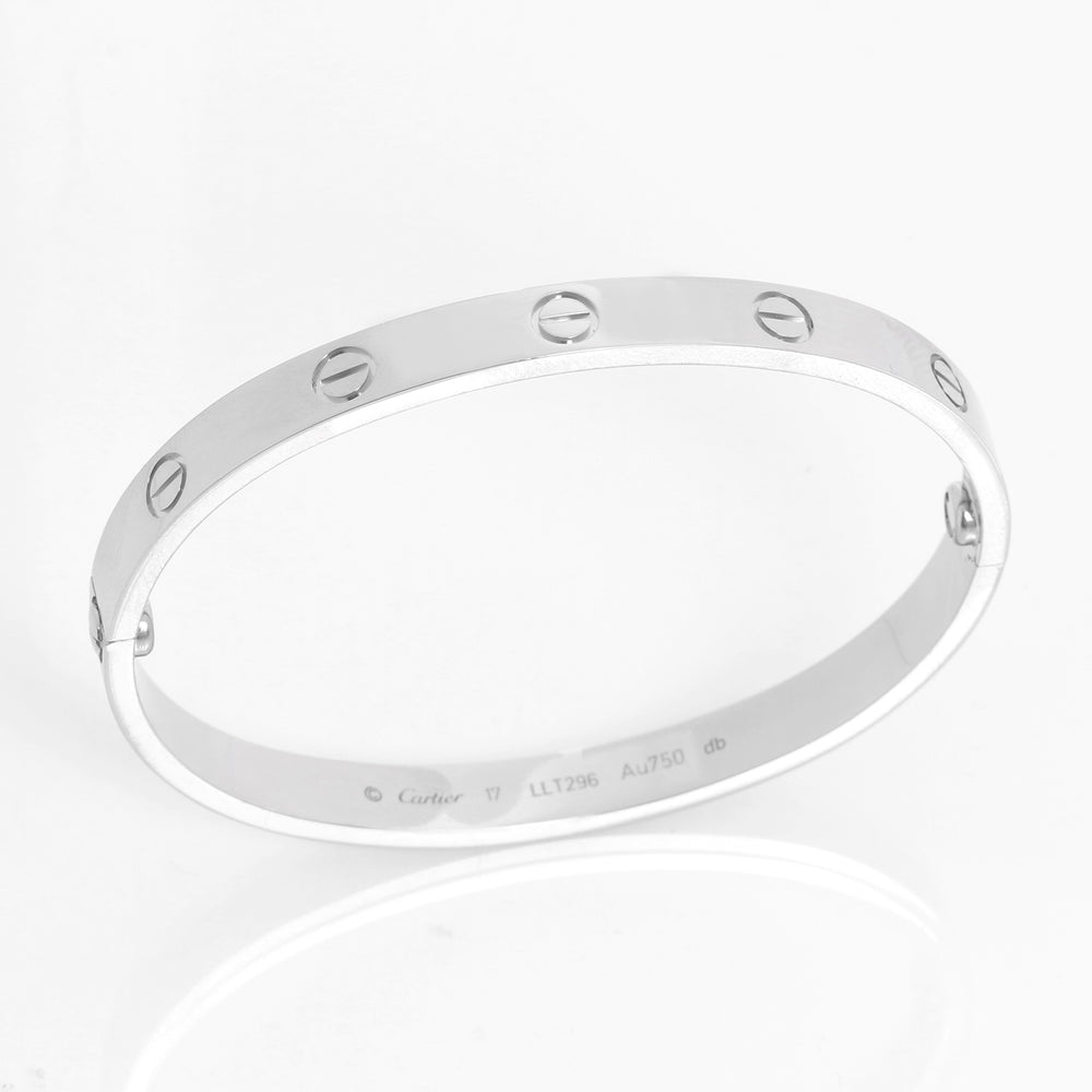 Cartier Love Bracelet 18k White Gold Size 17 with Screwdriver