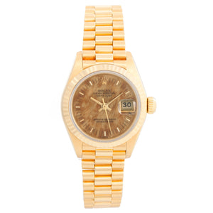 Rolex Ladies President Burlwood 18K Yellow Gold 69178 Watch