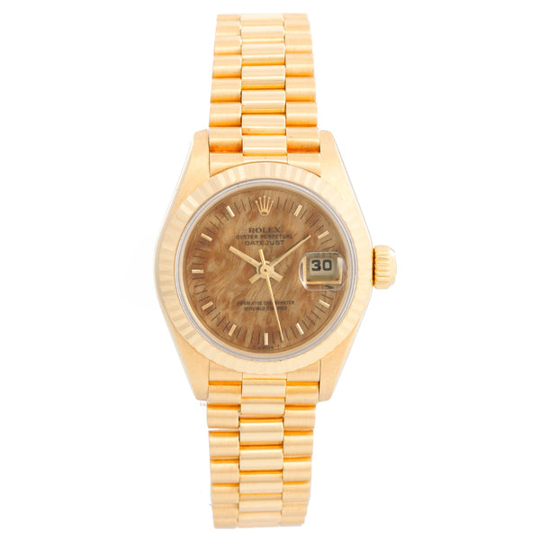 Rolex Ladies President Burlwood 18K Yellow Gold 69178 Watch