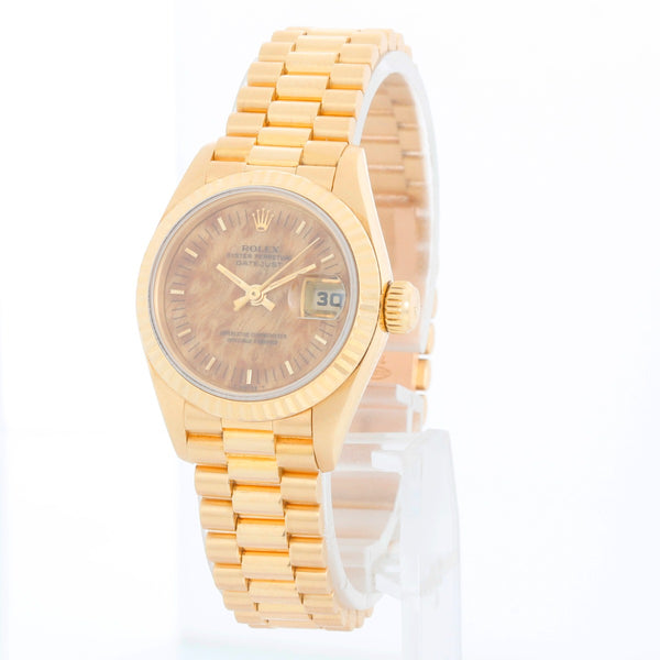 Rolex Ladies President Burlwood 18K Yellow Gold 69178 Watch