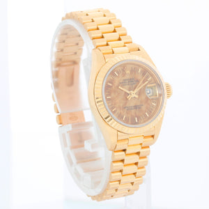 Rolex Ladies President Burlwood 18K Yellow Gold 69178 Watch