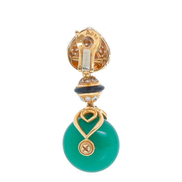 Marina B Diamond, Chrysoprase, Citrine, Black Onyx, Gold Earrings
