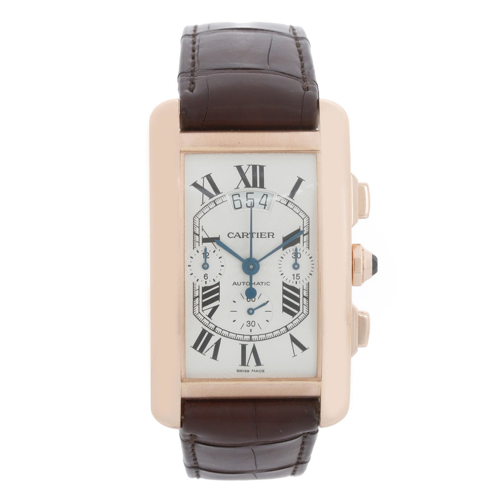 Cartier Tank Americaine  Automatic Men's 18K Rose  Gold Watch W2609356
