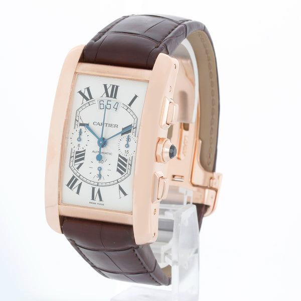Cartier Tank Americaine  Automatic Men's 18K Rose  Gold Watch W2609356
