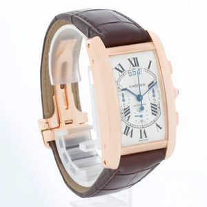 Cartier Tank Americaine  Automatic Men's 18K Rose  Gold Watch W2609356