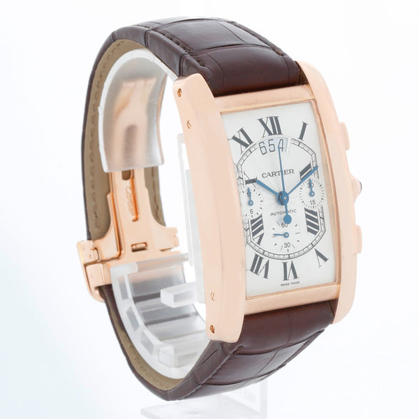 Cartier Tank Americaine  Automatic Men's 18K Rose  Gold Watch W2609356