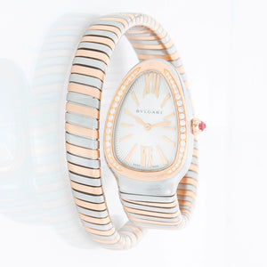 Bvlgari Serpenti Tubogas Two Tone Ladies Diamond Watch Ref 103822 SP 35 SPG