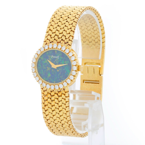 Piaget Ladies Vintage 18k Yellow Gold Opal & Diamond Watch