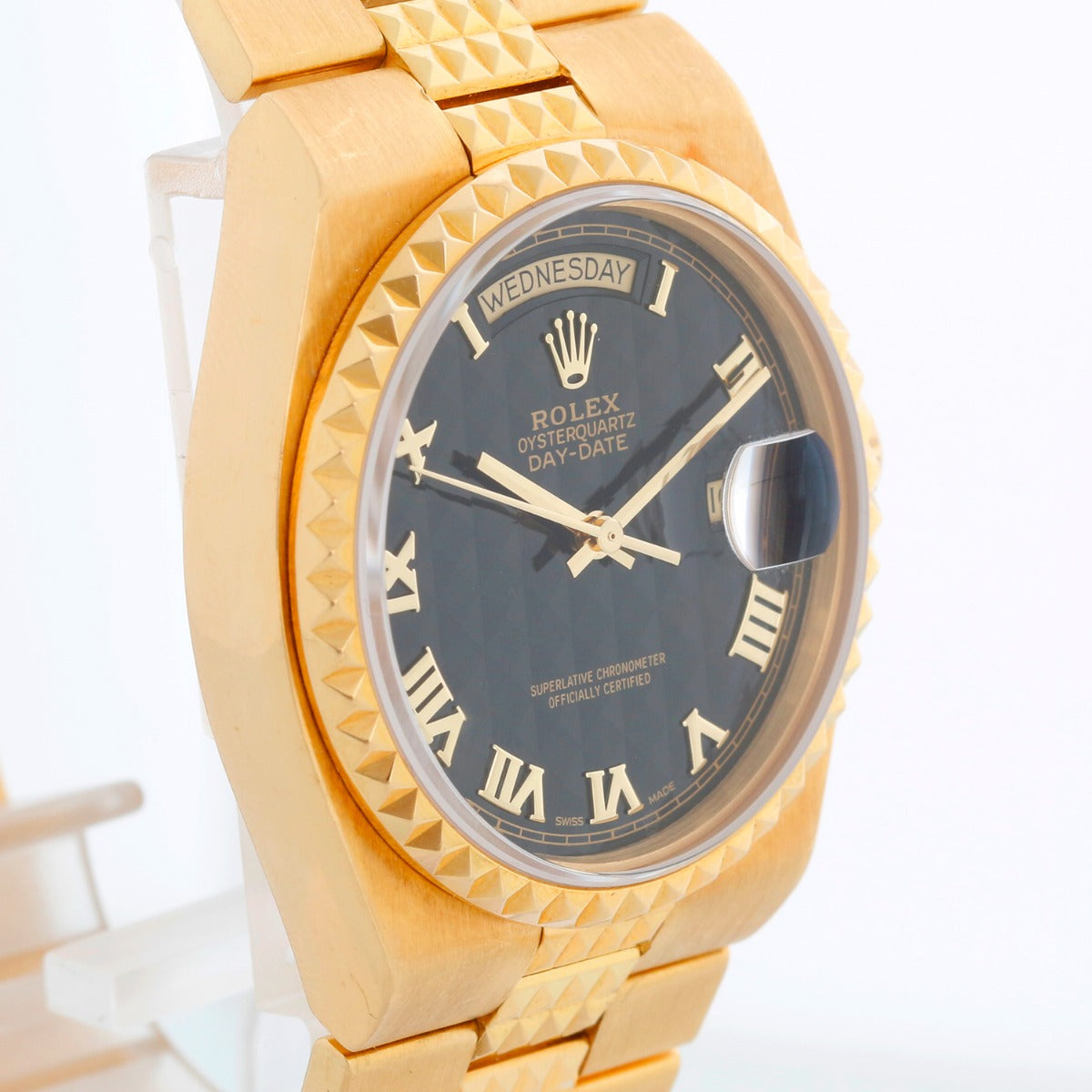 Rolex Oysterquartz 18K Gold Pyramid Dial Watch 19028