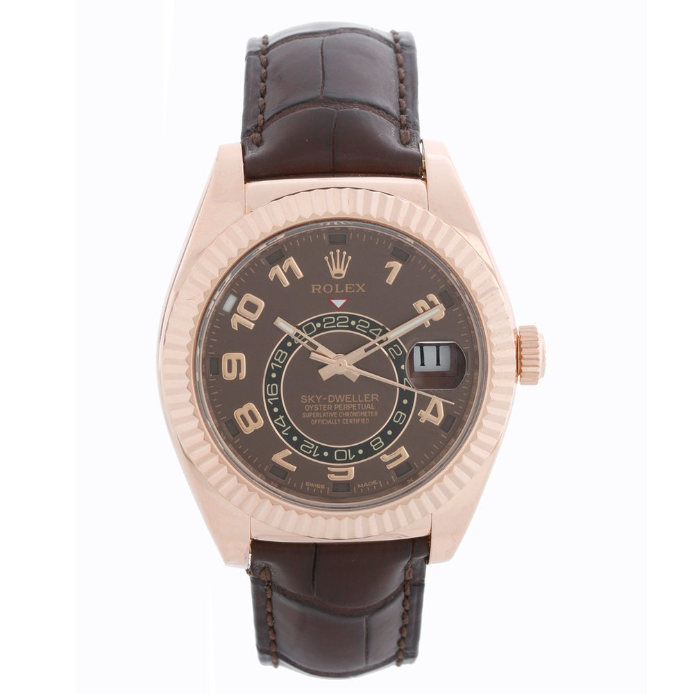 Rolex Sky-Dweller Men's 18k Rose Gold Annual Calendar GMT Watch 326135