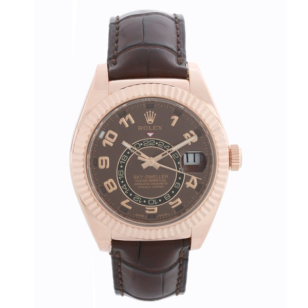 Rolex Sky-Dweller Men's 18k Rose Gold Annual Calendar GMT Watch 326135