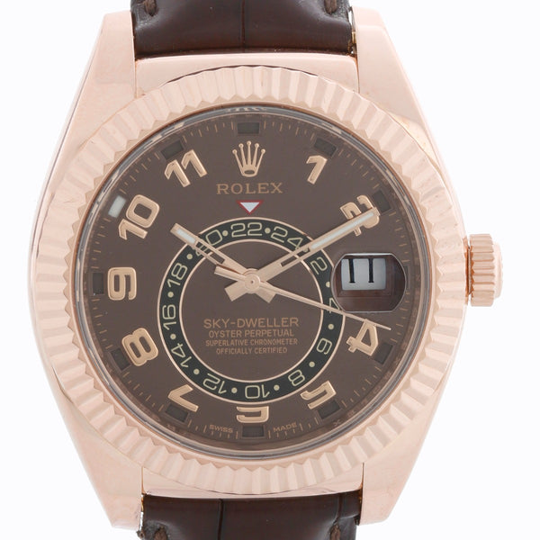 Rolex Sky-Dweller Men's 18k Rose Gold Annual Calendar GMT Watch 326135