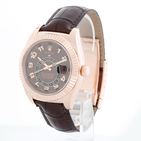 Rolex Sky-Dweller Men's 18k Rose Gold Annual Calendar GMT Watch 326135