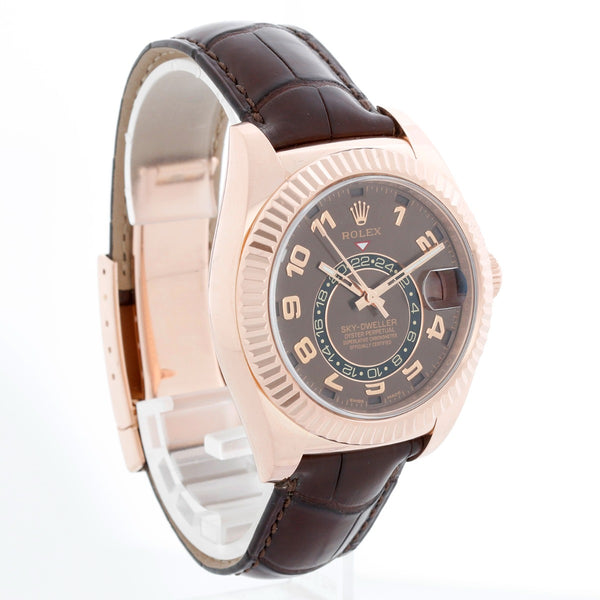 Rolex Sky-Dweller Men's 18k Rose Gold Annual Calendar GMT Watch 326135