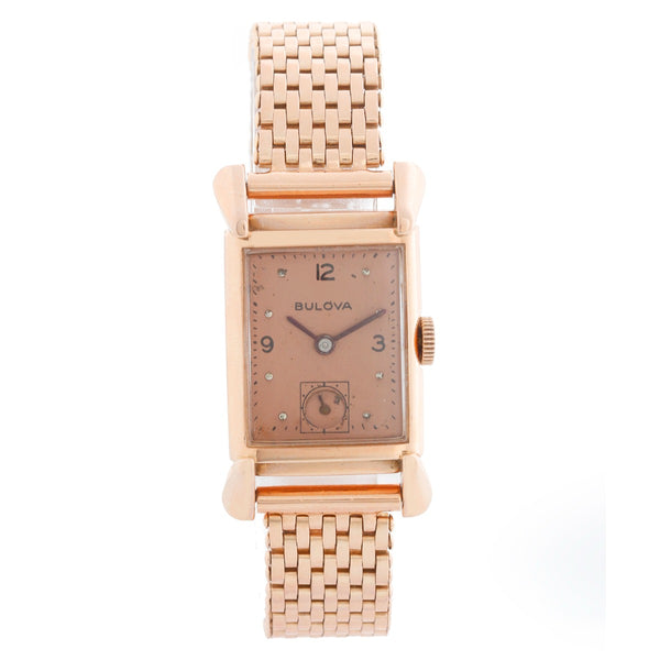 Vintage Bulova 14K Gold Plated Rose Gold Ladies Watch C557