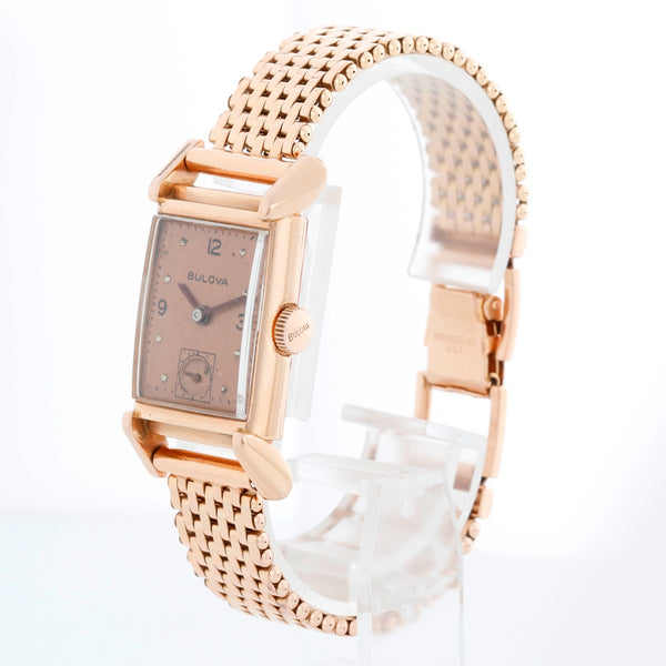 Vintage Bulova 14K Gold Plated Rose Gold Ladies Watch C557