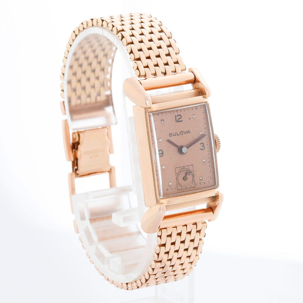 Vintage Bulova 14K Gold Plated Rose Gold Ladies Watch C557