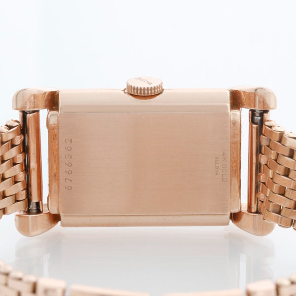 Vintage Bulova 14K Gold Plated Rose Gold Ladies Watch C557