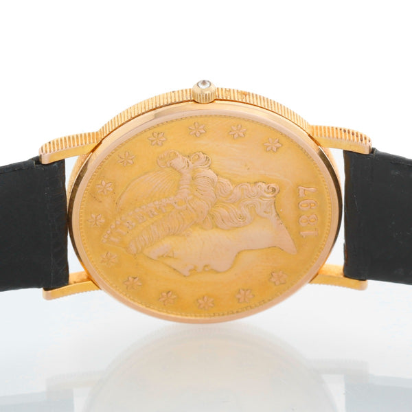 Very Rare Corum $20 1897 Liberty Double Eagle Gold Coin Men's 36mm Quartz Watch