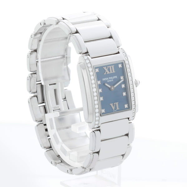 Ladies Patek Philippe Twenty-4 Watch Stainless Steel Blue Dial Watch 4910 / 10A