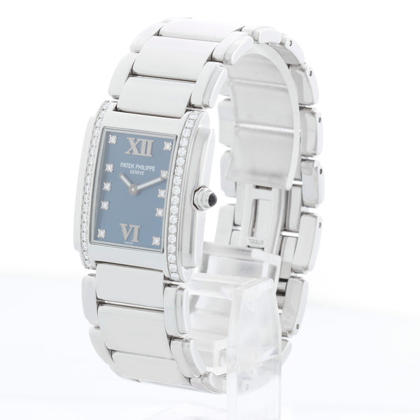 Ladies Patek Philippe Twenty-4 Watch Stainless Steel Blue Dial Watch 4910 / 10A