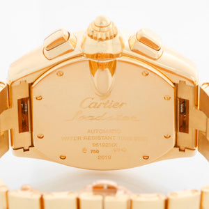 Cartier Roadster Chronograph 18k Yellow Gold Silver Dial Men's Watch 2619