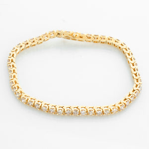 14K Yellow Gold Diamond Tennis Bracelet Approx. 5 cts