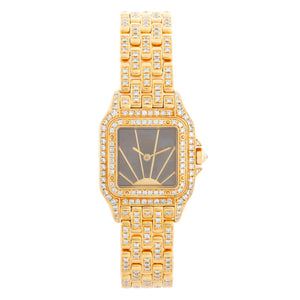 Cartier Panther Ladies 18k Yellow Gold Pave Diamond & Tahitian Mother of Pearl Watch WF3072FF 1280